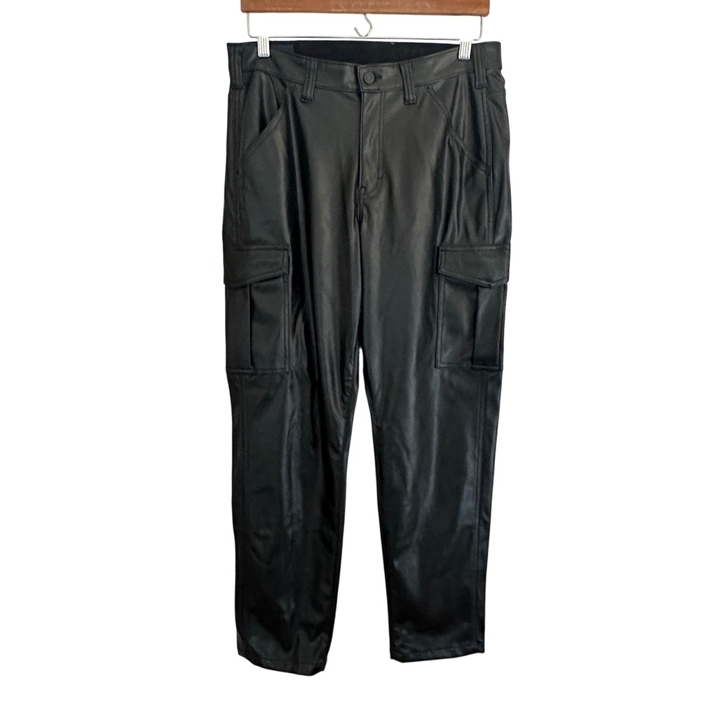 GAP 90s Loose Faux Leather Cargo Pants Black Women's 8‎ / 29 Streetwear